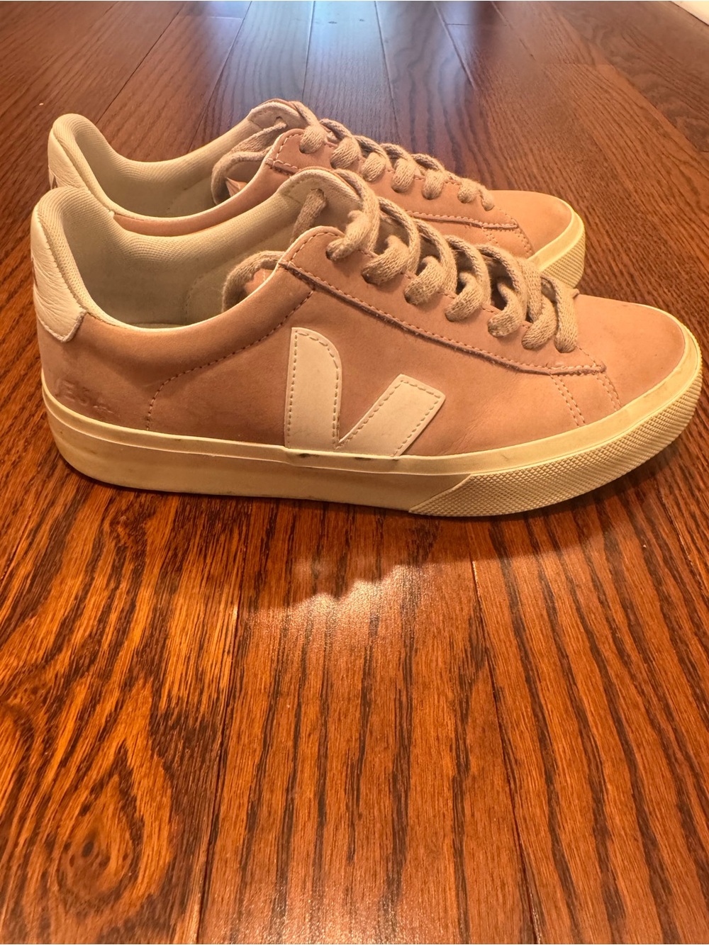 Veja Women’s Blush Pink Suede Low-Top Sneakers with White V